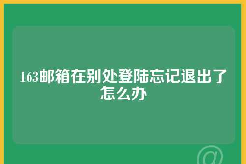 163邮箱在别处登陆忘记退出了怎么办