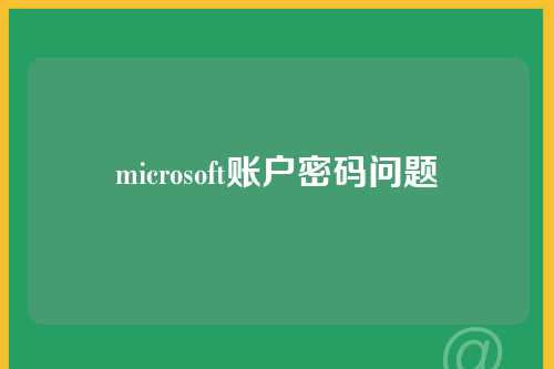 microsoft账户密码问题