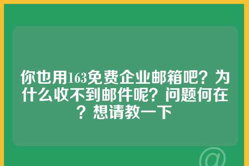 你也用163免费企业邮箱吧？为什么收不到邮件呢？问题何在？想请教一下