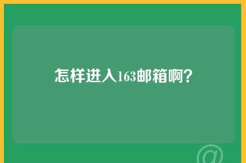 怎样进入163邮箱啊？
