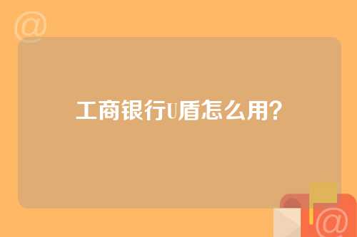 工商银行U盾怎么用？