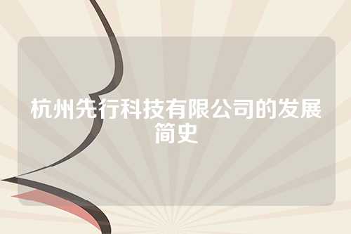 杭州先行科技有限公司的发展简史